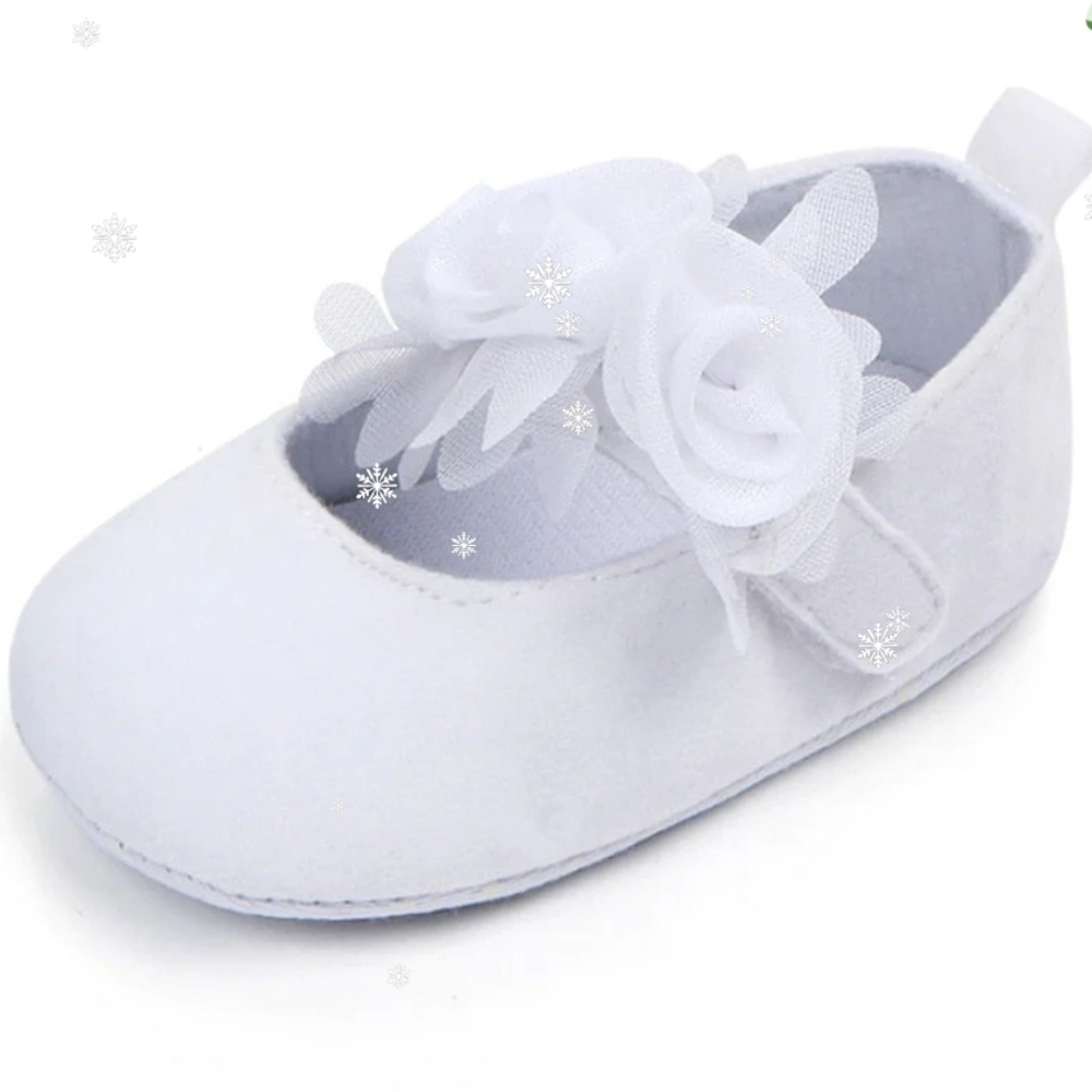 Myggpp ▪︎ Baby Girl ▪︎ Ballet Shoes ▪︎ Baptism ▪︎ White Floral  ▪︎ 0-6 Month